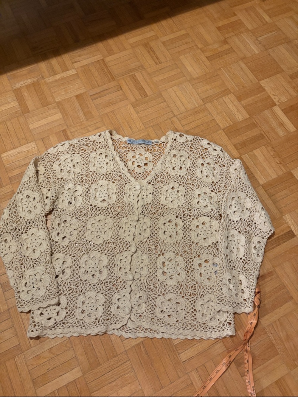 Santa Barbara Crochet Floral Boxy Cardigan - Cream